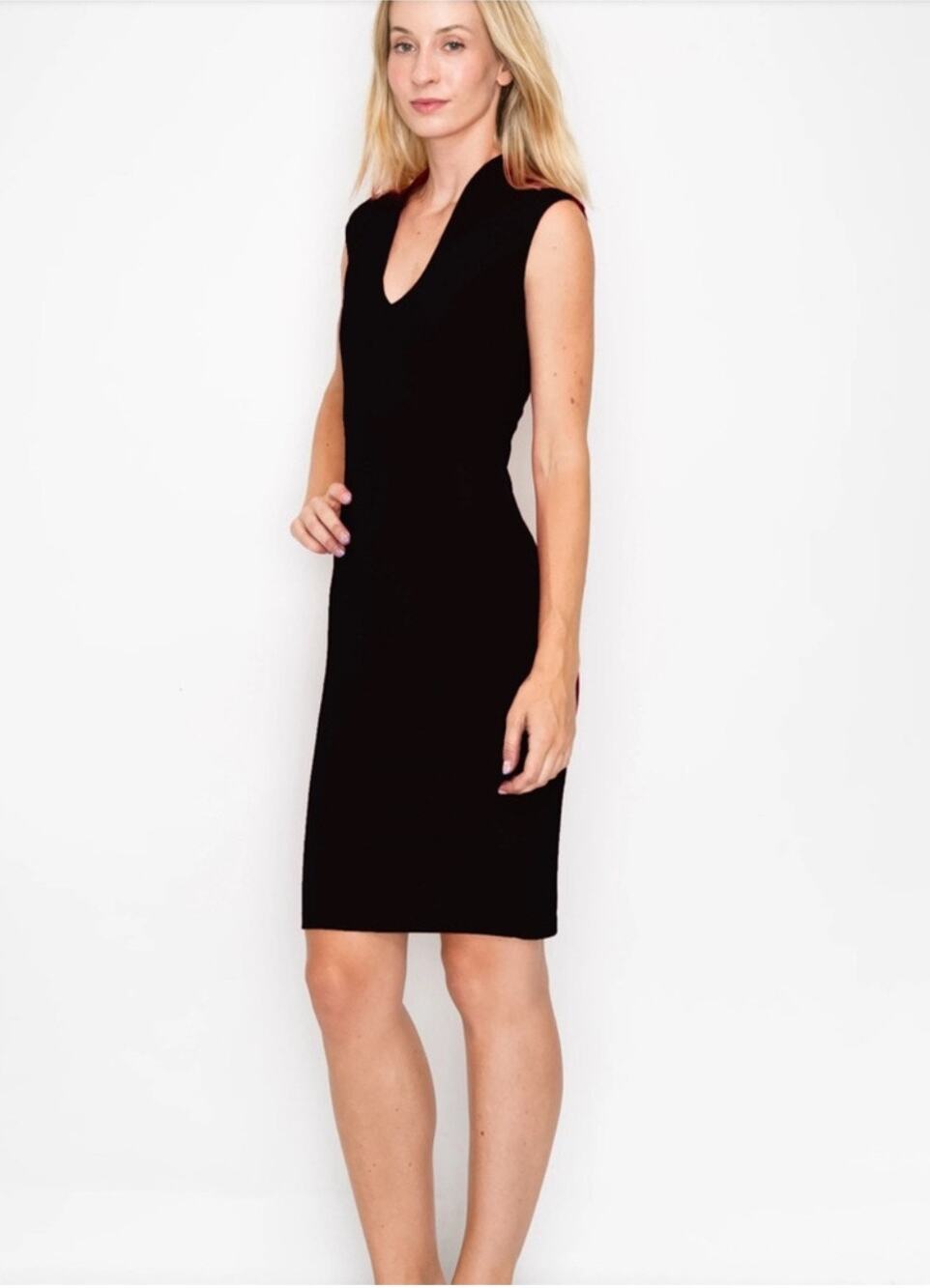 Rolla Coster navy sleeveless v-neck bodycon knee length dress Size large